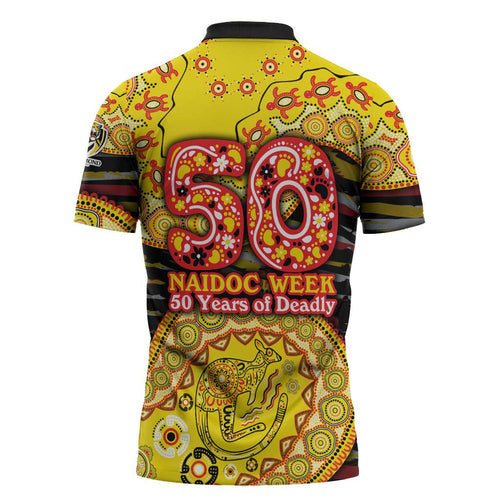 Richmond Tigers NAIDOC Week 2026 Zipper Polo Shirt Australian Aboriginal Dot Art Dreamtime Pattern Style