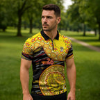 Richmond Tigers NAIDOC Week 2026 Zipper Polo Shirt Australian Aboriginal Dot Art Dreamtime Pattern Style