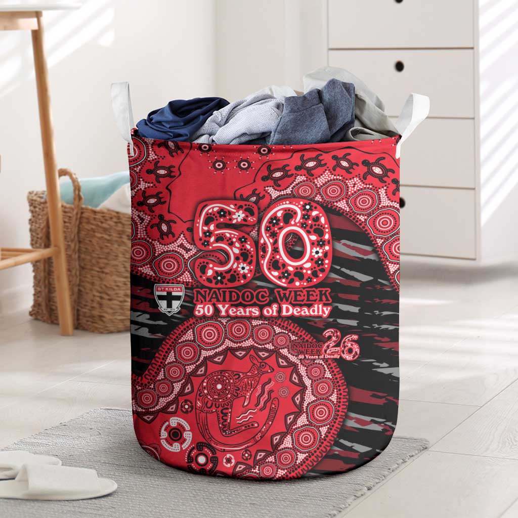 St Kilda Saints NAIDOC Week 2026 Laundry Basket Australian Aboriginal Dot Art Dreamtime Pattern Style