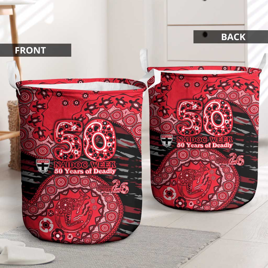 St Kilda Saints NAIDOC Week 2026 Laundry Basket Australian Aboriginal Dot Art Dreamtime Pattern Style