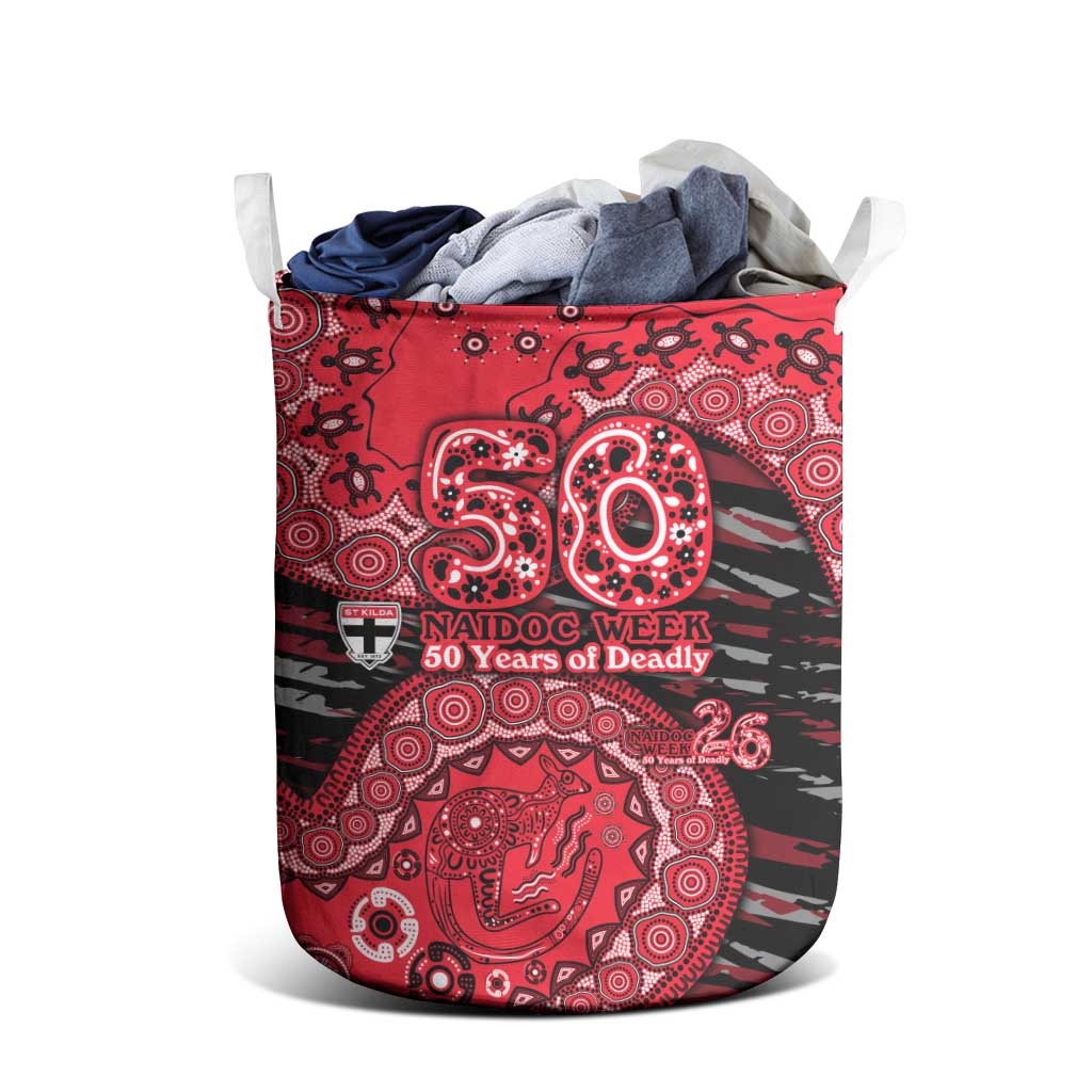 St Kilda Saints NAIDOC Week 2026 Laundry Basket Australian Aboriginal Dot Art Dreamtime Pattern Style