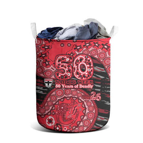 St Kilda Saints NAIDOC Week 2026 Laundry Basket Australian Aboriginal Dot Art Dreamtime Pattern Style