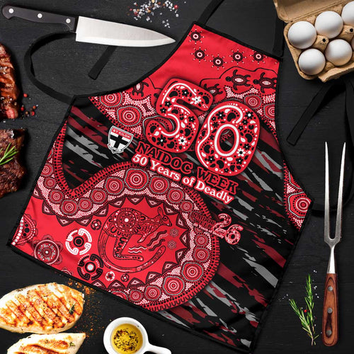 St Kilda Saints NAIDOC Week 2026 Apron Australian Aboriginal Dot Art Dreamtime Pattern Style