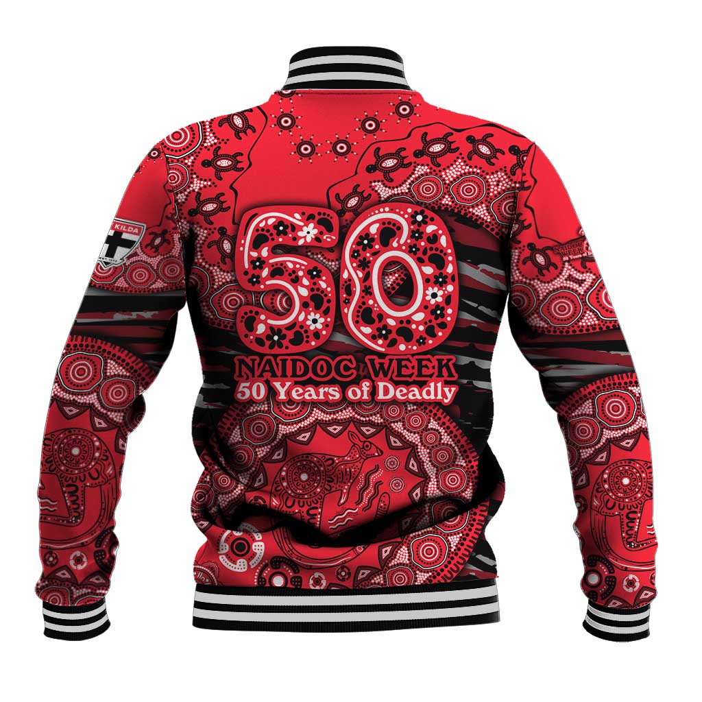 St Kilda Saints NAIDOC Week 2026 Baseball Jacket Australian Aboriginal Dot Art Dreamtime Pattern Style