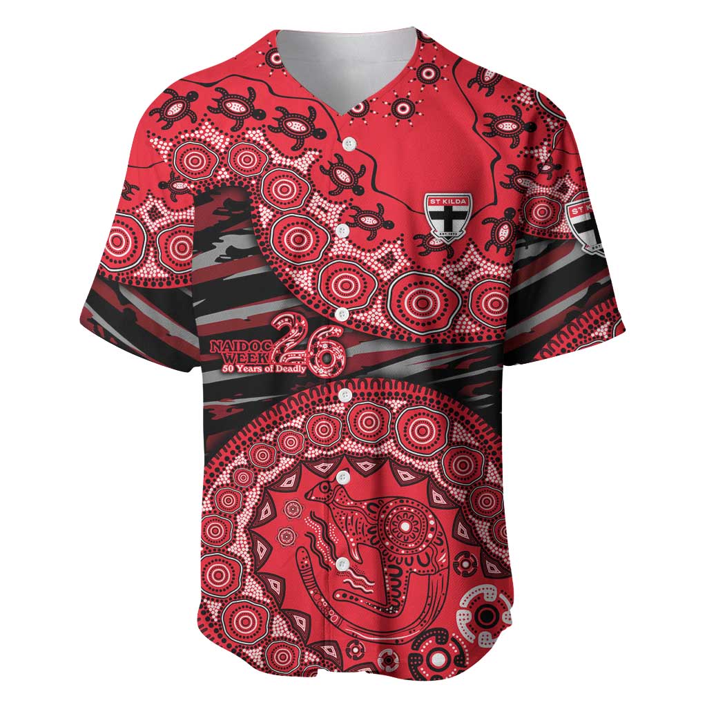 St Kilda Saints NAIDOC Week 2026 Baseball Jersey Australian Aboriginal Dot Art Dreamtime Pattern Style