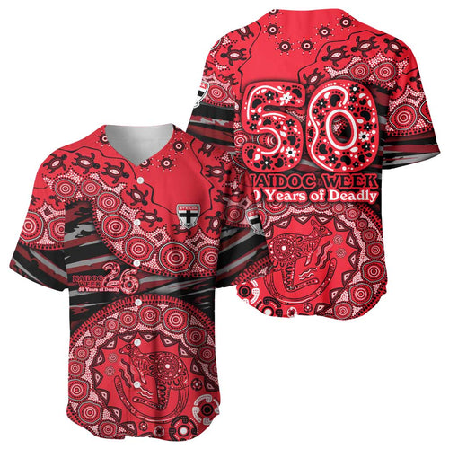 St Kilda Saints NAIDOC Week 2026 Baseball Jersey Australian Aboriginal Dot Art Dreamtime Pattern Style