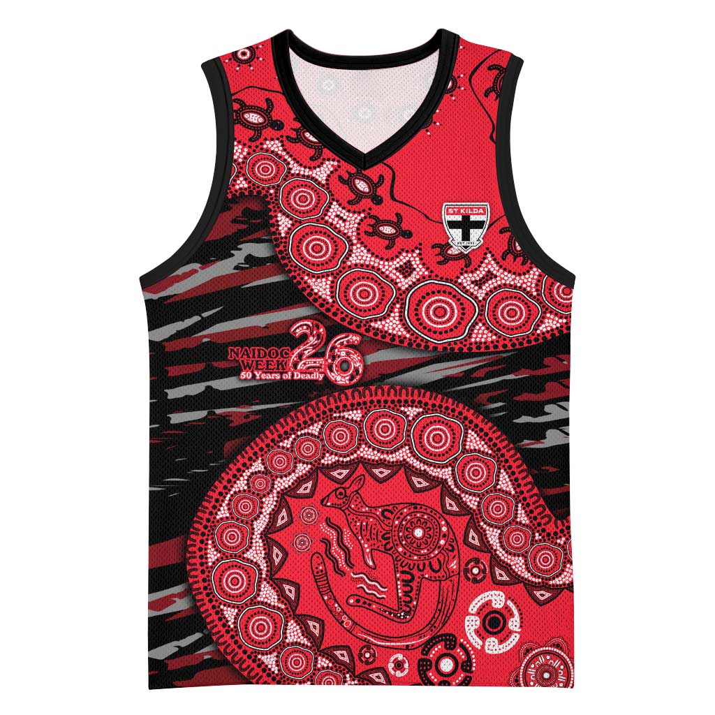 St Kilda Saints NAIDOC Week 2026 Basketball Jersey Australian Aboriginal Dot Art Dreamtime Pattern Style