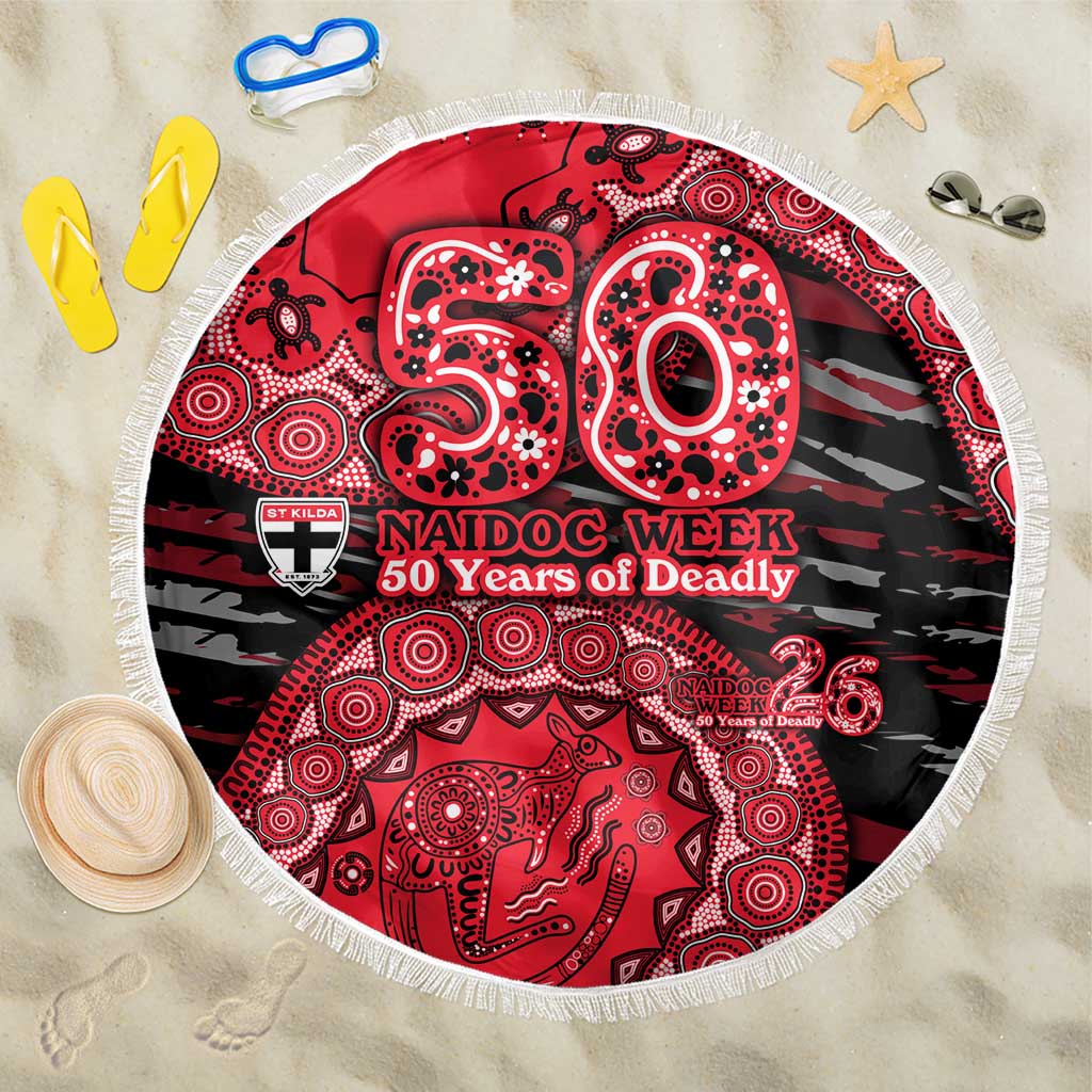 St Kilda Saints NAIDOC Week 2026 Beach Blanket Australian Aboriginal Dot Art Dreamtime Pattern Style