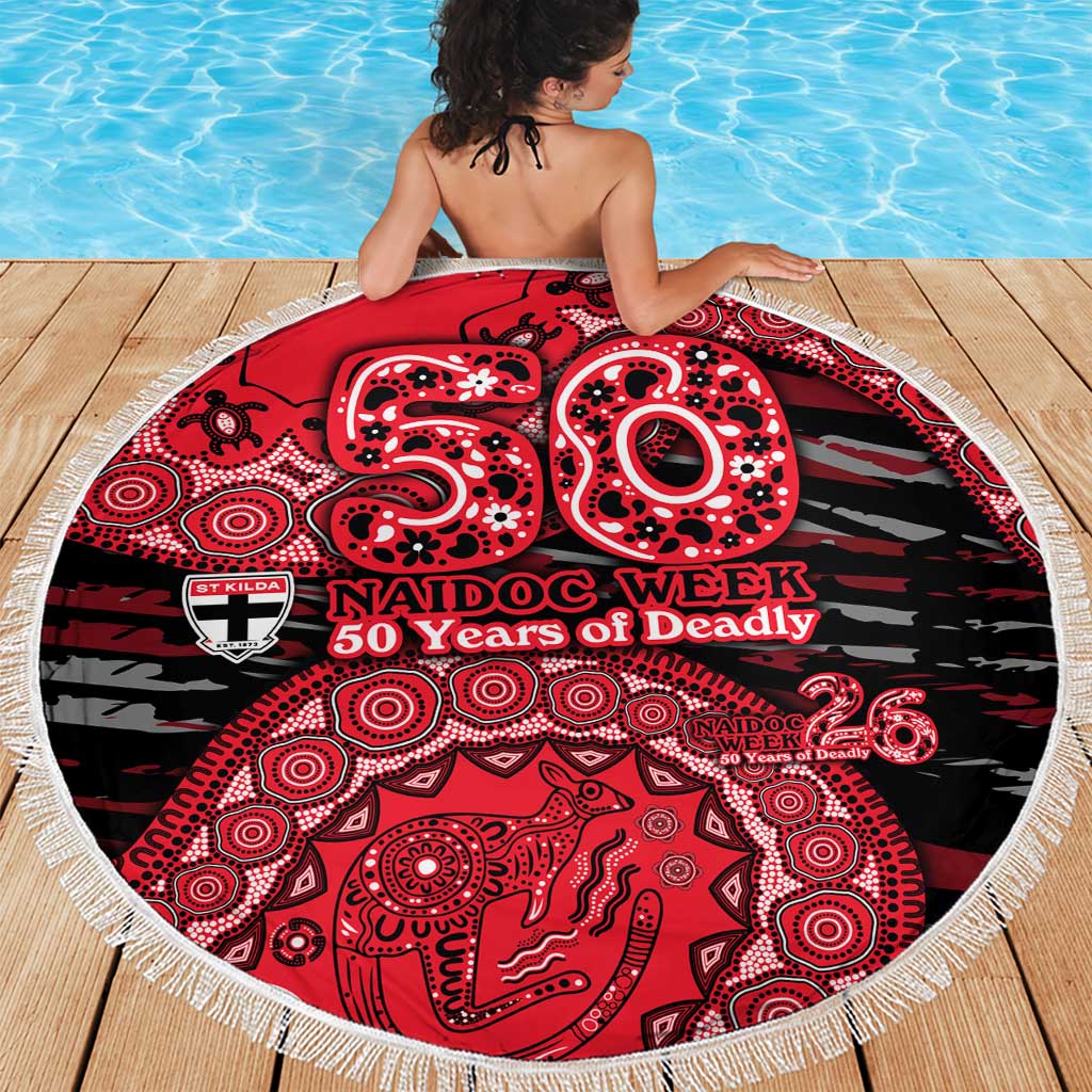 St Kilda Saints NAIDOC Week 2026 Beach Blanket Australian Aboriginal Dot Art Dreamtime Pattern Style