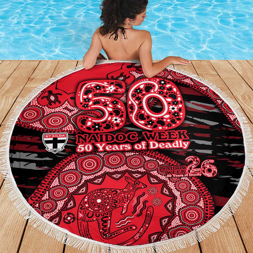 St Kilda Saints NAIDOC Week 2026 Beach Blanket Australian Aboriginal Dot Art Dreamtime Pattern Style
