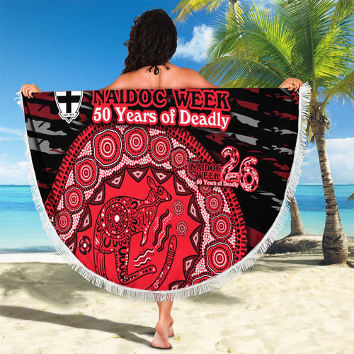 St Kilda Saints NAIDOC Week 2026 Beach Blanket Australian Aboriginal Dot Art Dreamtime Pattern Style
