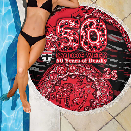 St Kilda Saints NAIDOC Week 2026 Beach Blanket Australian Aboriginal Dot Art Dreamtime Pattern Style