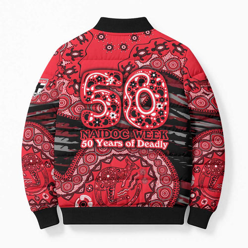 St Kilda Saints NAIDOC Week 2026 Bomber Puffer Jacket Australian Aboriginal Dot Art Dreamtime Pattern Style