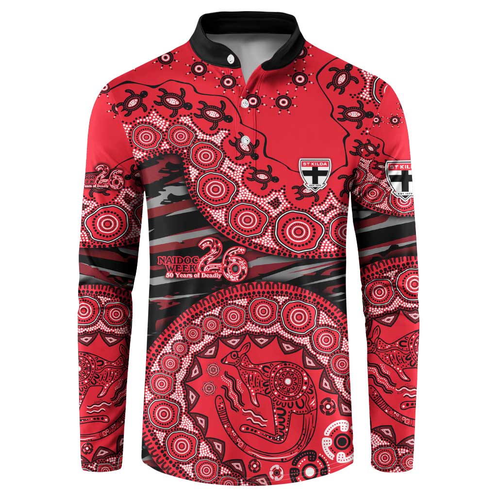 St Kilda Saints NAIDOC Week 2026 Button Sweatshirt Australian Aboriginal Dot Art Dreamtime Pattern Style