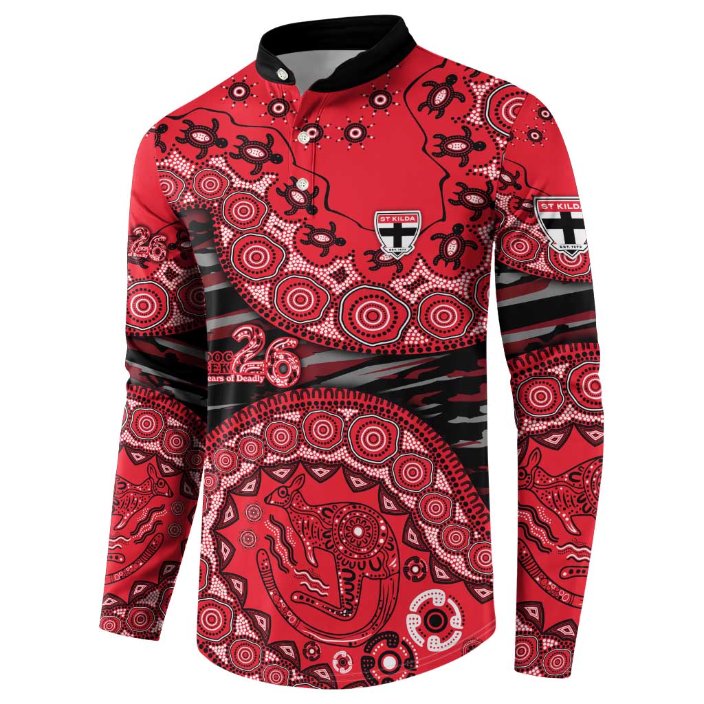 St Kilda Saints NAIDOC Week 2026 Button Sweatshirt Australian Aboriginal Dot Art Dreamtime Pattern Style