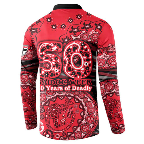 St Kilda Saints NAIDOC Week 2026 Button Sweatshirt Australian Aboriginal Dot Art Dreamtime Pattern Style