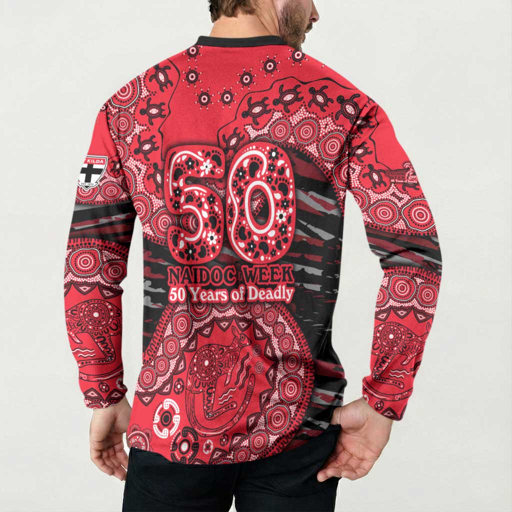 St Kilda Saints NAIDOC Week 2026 Button Sweatshirt Australian Aboriginal Dot Art Dreamtime Pattern Style