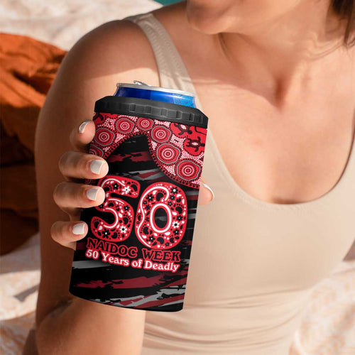 St Kilda Saints NAIDOC Week 2026 4 in 1 Can Cooler Tumbler Australian Aboriginal Dot Art Dreamtime Pattern Style