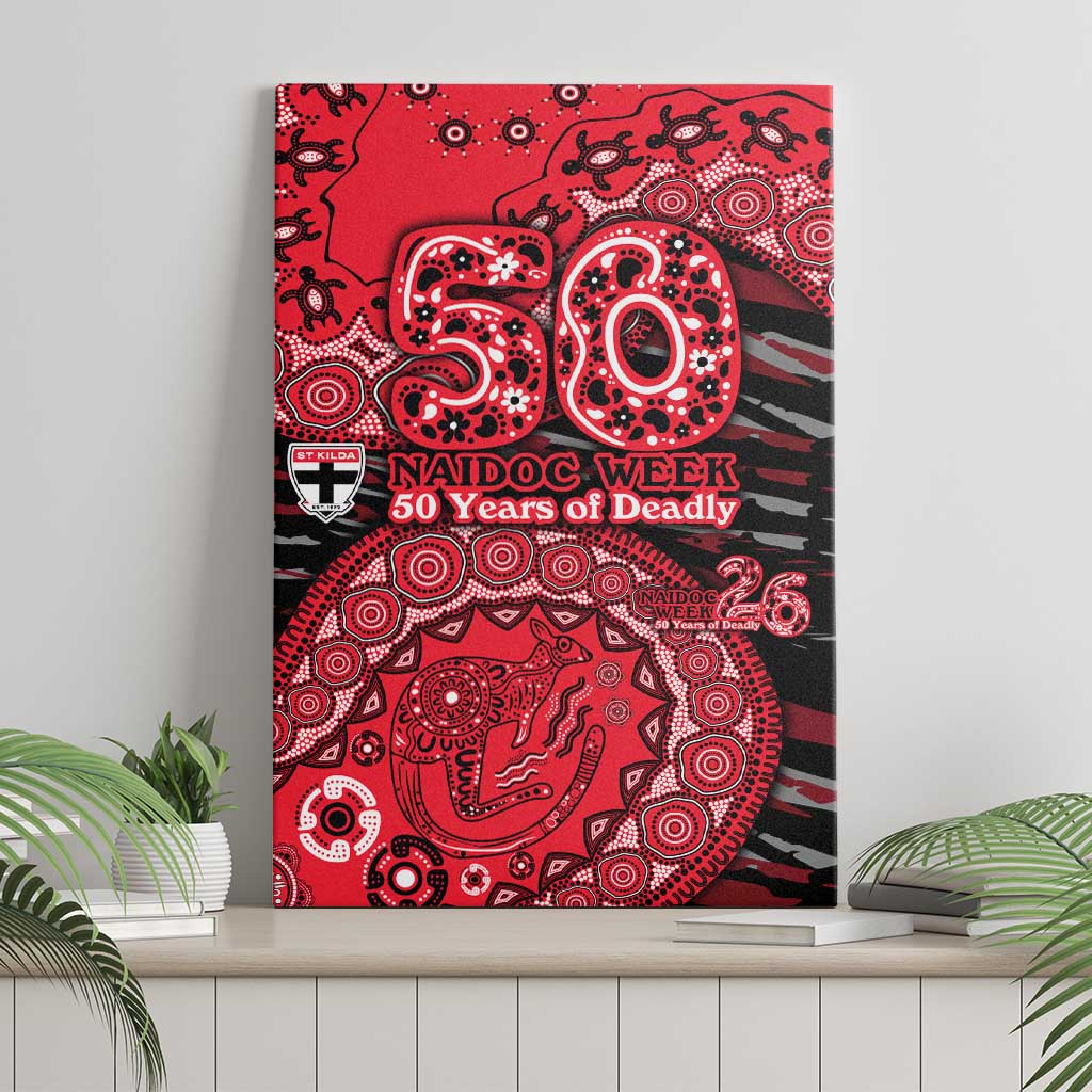 St Kilda Saints NAIDOC Week 2026 Canvas Wall Art Australian Aboriginal Dot Art Dreamtime Pattern Style