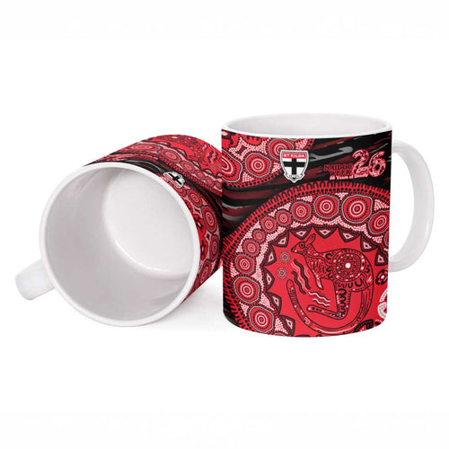 St Kilda Saints NAIDOC Week 2026 Ceramic Mug Australian Aboriginal Dot Art Dreamtime Pattern Style