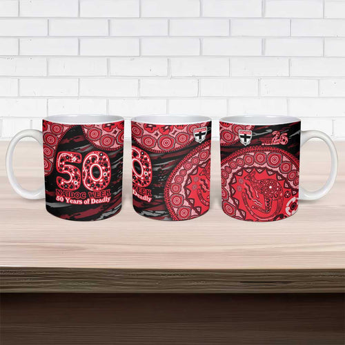 St Kilda Saints NAIDOC Week 2026 Ceramic Mug Australian Aboriginal Dot Art Dreamtime Pattern Style