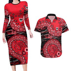 St Kilda Saints NAIDOC Week 2026 Couples Matching Long Sleeve Bodycon Dress and Hawaiian Shirt Australian Aboriginal Dot Art Dreamtime Pattern Style