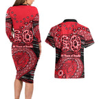 St Kilda Saints NAIDOC Week 2026 Couples Matching Long Sleeve Bodycon Dress and Hawaiian Shirt Australian Aboriginal Dot Art Dreamtime Pattern Style