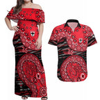 St Kilda Saints NAIDOC Week 2026 Couples Matching Off Shoulder Maxi Dress and Hawaiian Shirt Australian Aboriginal Dot Art Dreamtime Pattern Style