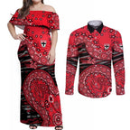 St Kilda Saints NAIDOC Week 2026 Couples Matching Off Shoulder Maxi Dress and Long Sleeve Button Shirt Australian Aboriginal Dot Art Dreamtime Pattern Style