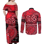 St Kilda Saints NAIDOC Week 2026 Couples Matching Off Shoulder Maxi Dress and Long Sleeve Button Shirt Australian Aboriginal Dot Art Dreamtime Pattern Style