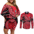 St Kilda Saints NAIDOC Week 2026 Couples Matching Off Shoulder Short Dress and Long Sleeve Button Shirt Australian Aboriginal Dot Art Dreamtime Pattern Style