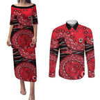 St Kilda Saints NAIDOC Week 2026 Couples Matching Puletasi and Long Sleeve Button Shirt Australian Aboriginal Dot Art Dreamtime Pattern Style