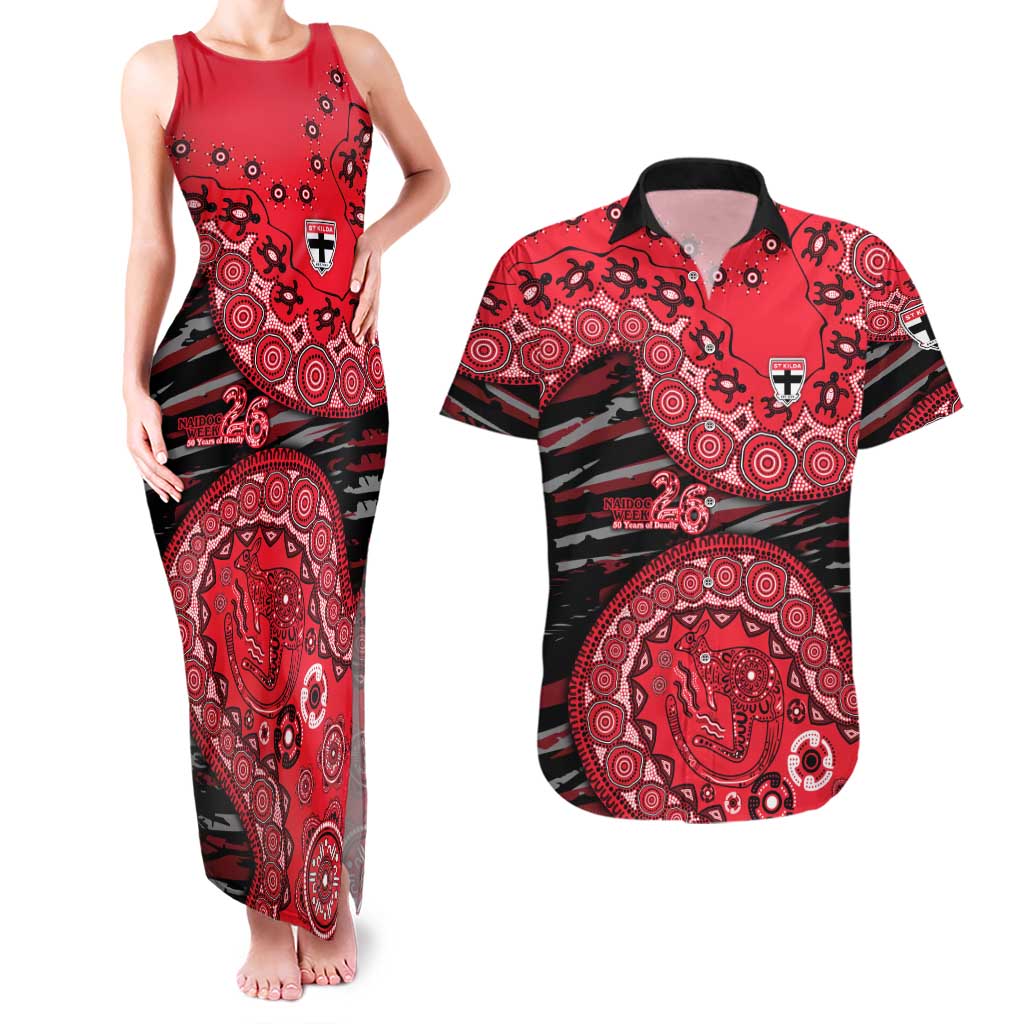 St Kilda Saints NAIDOC Week 2026 Couples Matching Tank Maxi Dress and Hawaiian Shirt Australian Aboriginal Dot Art Dreamtime Pattern Style