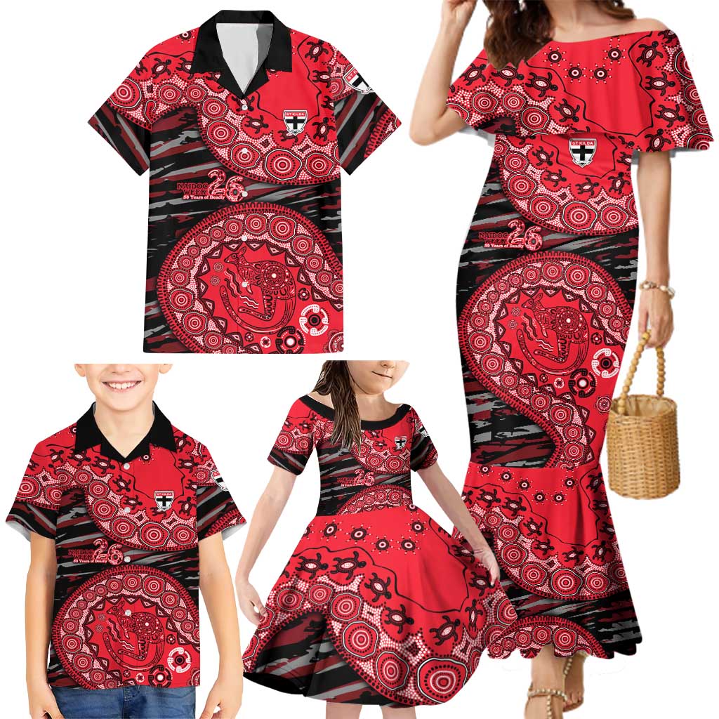 St Kilda Saints NAIDOC Week 2026 Family Matching Mermaid Dress and Hawaiian Shirt Australian Aboriginal Dot Art Dreamtime Pattern Style