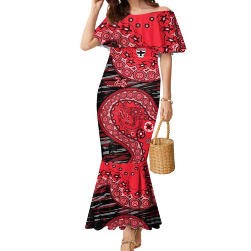 St Kilda Saints NAIDOC Week 2026 Family Matching Mermaid Dress and Hawaiian Shirt Australian Aboriginal Dot Art Dreamtime Pattern Style