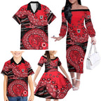 St Kilda Saints NAIDOC Week 2026 Family Matching Off The Shoulder Long Sleeve Dress and Hawaiian Shirt Australian Aboriginal Dot Art Dreamtime Pattern Style
