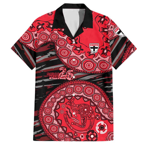 St Kilda Saints NAIDOC Week 2026 Family Matching Off Shoulder Maxi Dress and Hawaiian Shirt Australian Aboriginal Dot Art Dreamtime Pattern Style