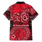 St Kilda Saints NAIDOC Week 2026 Family Matching Off Shoulder Maxi Dress and Hawaiian Shirt Australian Aboriginal Dot Art Dreamtime Pattern Style