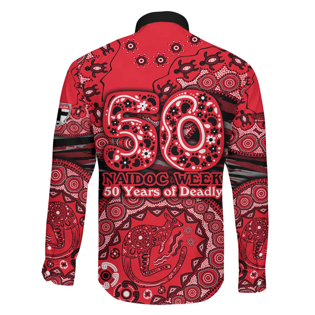 St Kilda Saints NAIDOC Week 2026 Family Matching Off Shoulder Maxi Dress and Hawaiian Shirt Australian Aboriginal Dot Art Dreamtime Pattern Style