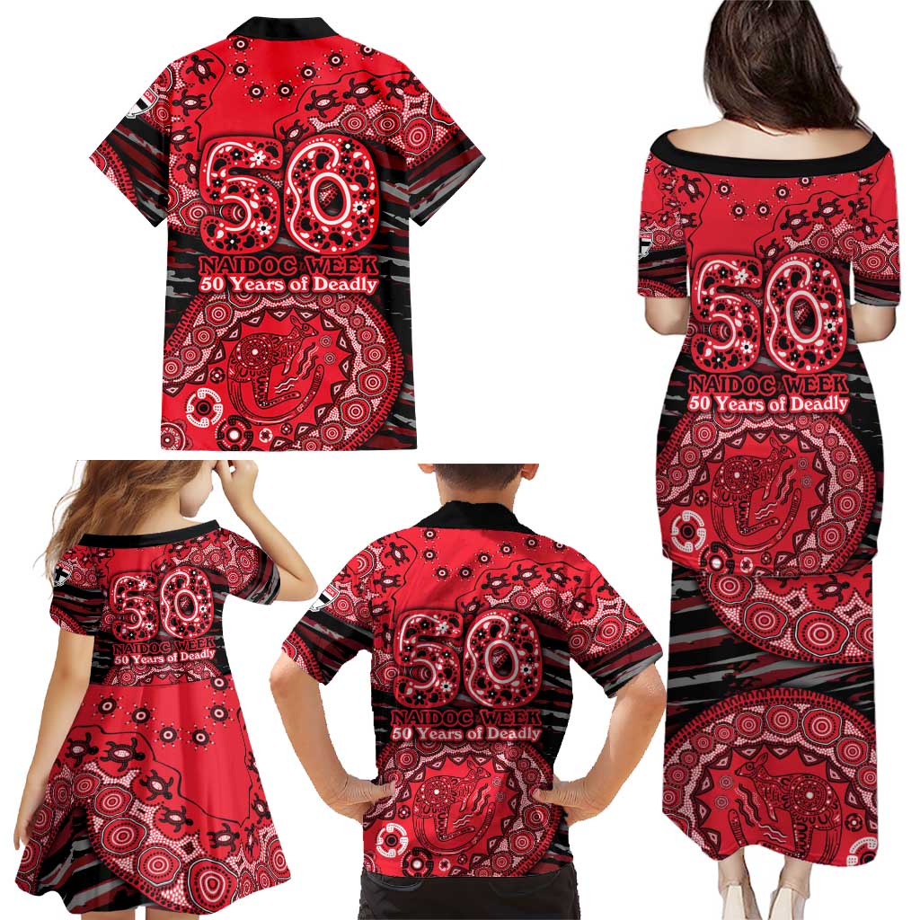 St Kilda Saints NAIDOC Week 2026 Family Matching Puletasi and Hawaiian Shirt Australian Aboriginal Dot Art Dreamtime Pattern Style
