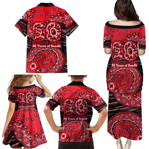 St Kilda Saints NAIDOC Week 2026 Family Matching Puletasi and Hawaiian Shirt Australian Aboriginal Dot Art Dreamtime Pattern Style