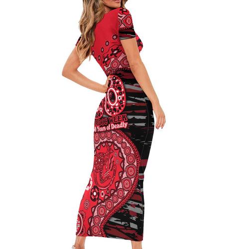 St Kilda Saints NAIDOC Week 2026 Family Matching Short Sleeve Bodycon Dress and Hawaiian Shirt Australian Aboriginal Dot Art Dreamtime Pattern Style