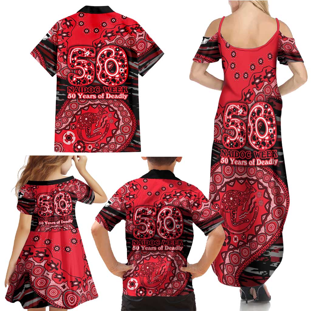 St Kilda Saints NAIDOC Week 2026 Family Matching Summer Maxi Dress and Hawaiian Shirt Australian Aboriginal Dot Art Dreamtime Pattern Style