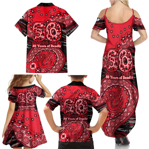 St Kilda Saints NAIDOC Week 2026 Family Matching Summer Maxi Dress and Hawaiian Shirt Australian Aboriginal Dot Art Dreamtime Pattern Style