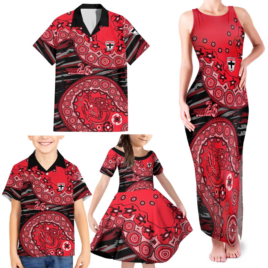 St Kilda Saints NAIDOC Week 2026 Family Matching Tank Maxi Dress and Hawaiian Shirt Australian Aboriginal Dot Art Dreamtime Pattern Style