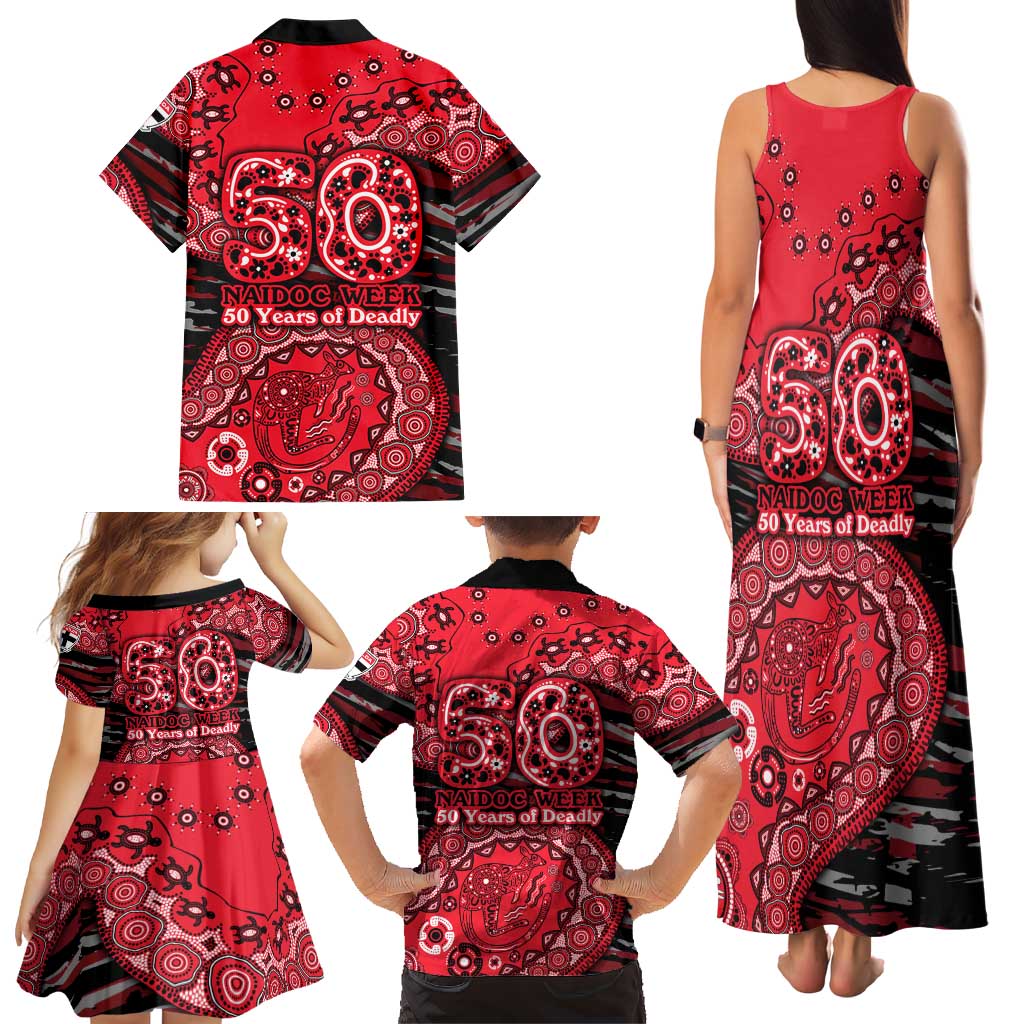 St Kilda Saints NAIDOC Week 2026 Family Matching Tank Maxi Dress and Hawaiian Shirt Australian Aboriginal Dot Art Dreamtime Pattern Style