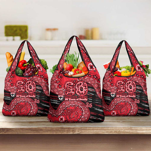 St Kilda Saints NAIDOC Week 2026 Grocery Bag Australian Aboriginal Dot Art Dreamtime Pattern Style