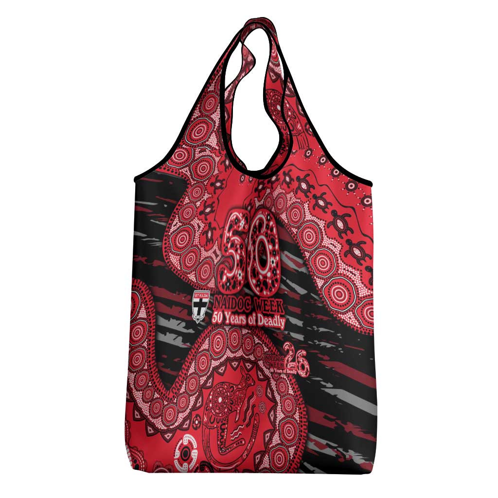 St Kilda Saints NAIDOC Week 2026 Grocery Bag Australian Aboriginal Dot Art Dreamtime Pattern Style
