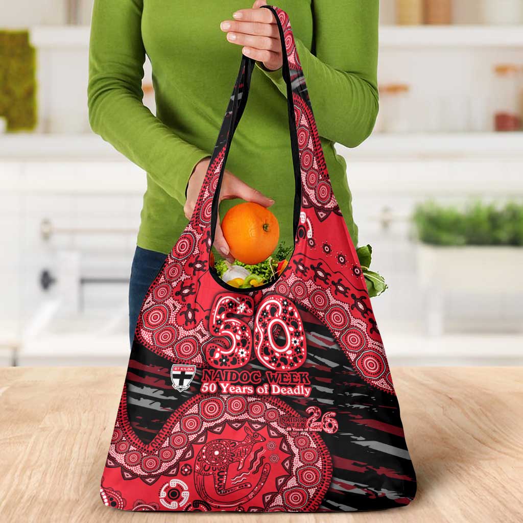 St Kilda Saints NAIDOC Week 2026 Grocery Bag Australian Aboriginal Dot Art Dreamtime Pattern Style