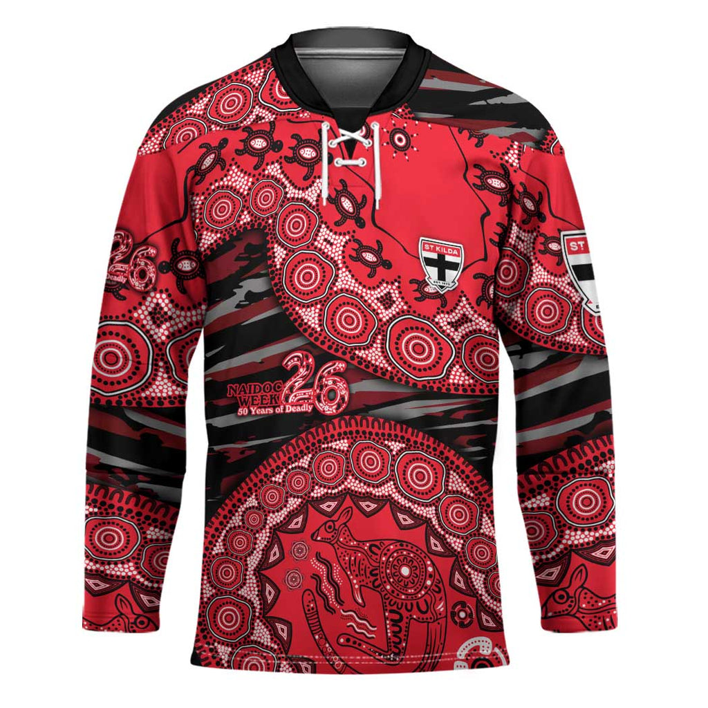 St Kilda Saints NAIDOC Week 2026 Hockey Jersey Australian Aboriginal Dot Art Dreamtime Pattern Style